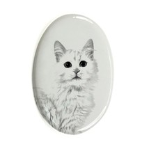 Turkish Van- Gravestone oval ceramic tile with an image of a cat. - £7.98 GBP