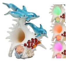 Nautical 3 Dolphins Swimming By Sea Conch Clownfishes Corals LED Light S... - £44.81 GBP