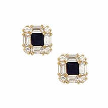 14K Yellow Gold 7MM Square Cut Prong Sapphire September Birthstone Stud ... - £74.38 GBP