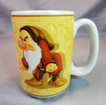 Disney Grumpy Coffee Mug Cup 15 oz Artist Sketch Drawing Ceramic Yellow - $17.77