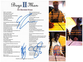 Boyz II Men Signed On Bended Knee Lyrics Sheet COA Exact Proof Autographed - $247.49