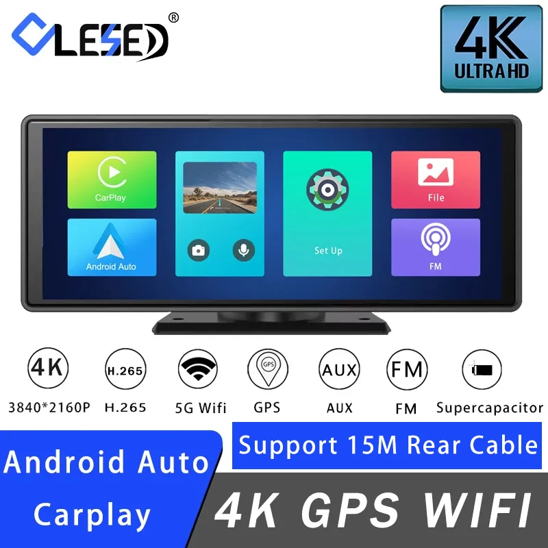 Car Dvr 4K 2160*3840P Dash Cam Wireless CarPlay Android Auto 5G WiFi AUX Dashcam - £122.73 GBP+