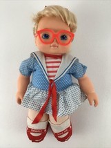 Vintage Playskool School Kids Girl Doll 13&quot; Blonde Hair Sailor Eye Glass... - £31.61 GBP
