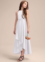 Girls white first communion dress ankle length flower girl wedding party dress - £86.33 GBP