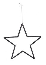 Star, Decorative Hanging, Polyresin, Black / Glitter, 12 x 12 cm - $4.36