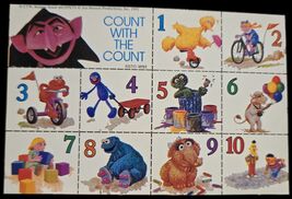 VTG Sesame Street Muppets Count With The Count Sticker Sheet 1992 6”x4” - $111.43 MXN