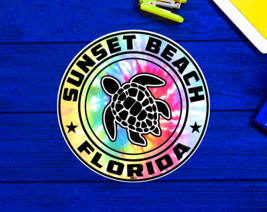 Sunset Beach Florida Beach Sticker Decal 3&quot; Vinyl Sea Turtle - £4.20 GBP