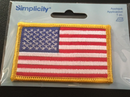 Simplicity Wrights Embroidered Patch Iron On Applique USA American Flag 3&quot; X 2&quot; - £6.00 GBP