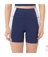 Hurley Womens Biker Shorts Navy Blue Stretch High-Waisted Reflective Log... - $54.87 CAD
