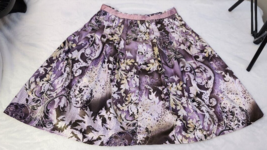 WORTHINGTON Pleated Skirt Size: 6 Purple Floral Abstract Lined Zipper Ribbon - £7.58 GBP