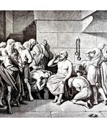 Socrates Drinks Hemlock Death Sentence 1913 Plate Print 2 Page History D... - $49.99