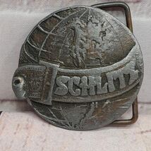 VTG Schlitz Beer Belt Buckle World Globe w/ Banner American Pewter Works - €12,44 EUR