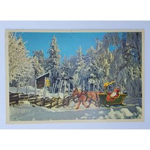 Postcard Swedish Christmas Santa In Sleigh Horse 10 Öre Stamp Sent From Sweden T - $6.71