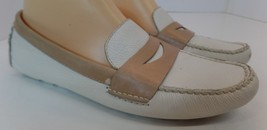 Cole Haan Air White &amp; Tan Leather Slip on Driving Loafers Shoes Sz 9 #D39386 - £31.65 GBP