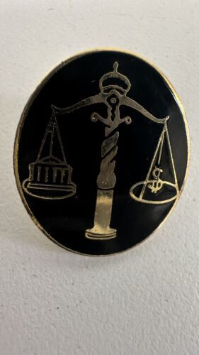 Balanced Scales Of Justice Money Government Building Court Courthouse Pin - $12.58