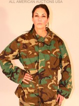M-65 Military Bdu Woodland Cold Weather Field Coat Jacket W/ Hood Large Regular - £27.99 GBP