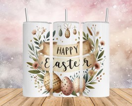 Skinny Tumbler with Straw, 20oz/30oz, Boho Easter, Happy Easter Eggs, aw... - £28.80 GBP+