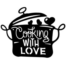 14 X 11 Inch Black Metal Kitchen Pot Wall Decor Cooking With Love Kitchen Decora - £20.43 GBP