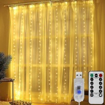 Curtain Light for Bedroom 300 LED 9.8ft x 9.8ft Curtain String Light w 16 Hooks - £10.76 GBP