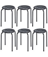 Set of 6 Stackable Multifunctional Daisy Design Backless Round Metal Sto... - $132.38 CAD