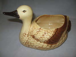 Duck Ceramic  Flower Pot Candy Dish Gold &amp; Brown Colors Mr C #2123 - $12.95