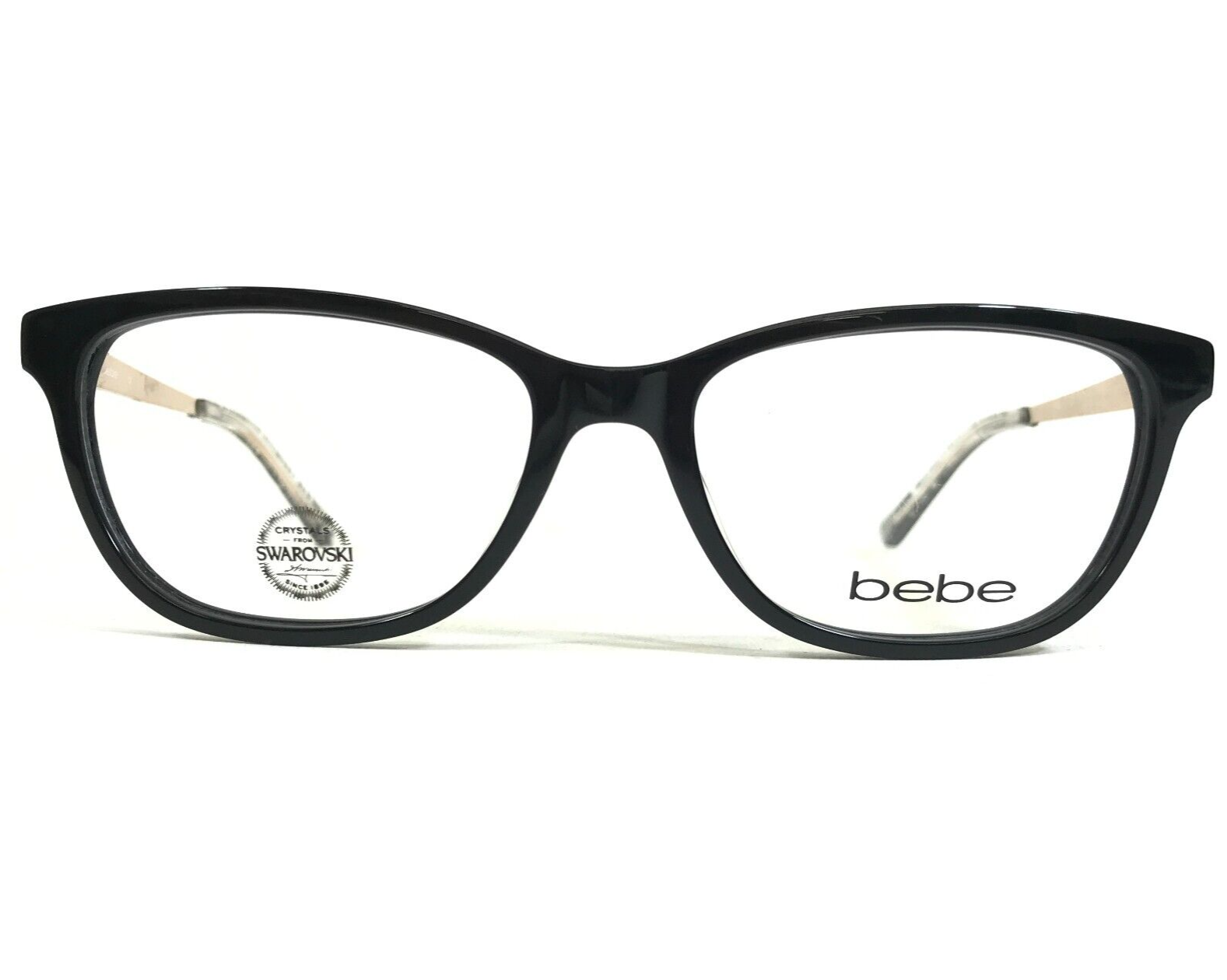Bebe Eyeglasses Frames BB5170 001 JET Black Gold Swarovski Crystals 53-16-135 - $65.03