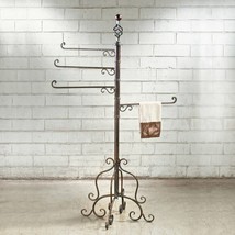 Bronze Finish Metal Towel Rack 4-Arm Swivel Stand 4 Tier Storage Display... - $277.99