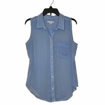 Liz Clairborne Sleeveless Gauze Top Button Up Collar Printed Medium Women Blue - £12.01 GBP