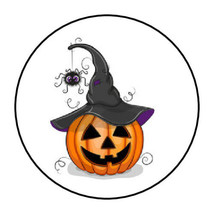 30 Witch Pumpkin Envelope Seals Labels Stickers 1.5&quot; Round Halloween Spider - £6.08 GBP