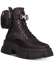 STEVE MADDEN Women&#39;s Tanker-P Mega-Lug Lace-Up Combat Booties Black 5M (... - £39.83 GBP