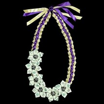 Graduation Money Lei Flower Crisp Bills Purple &amp; Gold Four Braided Ribbons - £61.97 GBP