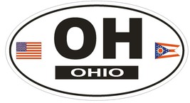 OH Ohio Oval Bumper Sticker or Helmet Sticker D779 Euro Oval with Flags - £1.11 GBP+