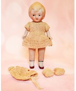 Antique All Bisque Doll Japan Joined Painted Socks Shoes Molded Hair Clo... - £37.38 GBP