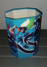 Vintage Chinese Dragon Octagon Collapsible box container Mid Century Silk - $50.00