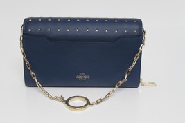 New Valentino Rockstud Wallet on Chain Degrade Leather Clutch Bag - $880.04