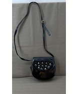 Bruno Magli Black Leather Crossbody Shoulder Bag Small Purse Gold Stud Accents - $37.05
