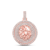 10kt Rose Gold Mens Round Diamond Lion Face Charm Pendant 2-1/2 Cttw - £3,183.66 GBP