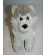 Husky Puppy Dog Sits 7&quot; Furry Plush Soft Blue Eyes Small Stuffed Artisti... - $307.80 MXN