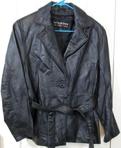 Pre-Owned Wilsons The Leather Experts Black Leather Jacket Coat with Bel... - $25.99