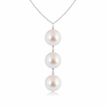 ANGARA Japanese Akoya Pearl Triple Drop Pendant in 14K Solid Gold - £394.96 GBP