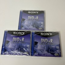 Lot of 3 Sony DVD+R Discs and Jewel Cases 120 min 4.7 GB 1X-4X New Sealed - £9.75 GBP