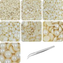  Half Cut Pearls For Jewellery Making Craft, Round Flat Back Pastable Acrylic Pe - £15.05 GBP+