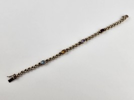 Gold over Sterling silver Multi-color gemstone tennis bracelet 7.5&quot; length 6mm - £39.68 GBP