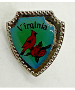 Vintage Virginia Tourist Shield Crest Lapel Pin W/ State Bird Cardinal - €12,97 EUR
