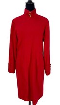 Bloomingdale’s VTG Red Sheath Dress Crystal Embellished Buttons Size 8 E... - $49.50