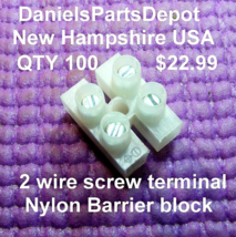 x100 UNION BLOCK 2 WIRE 2PIN 10A NYLON TINED BRAS Connector Terminal Bar... - $22.99
