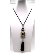 FX Cream Enamel with Black &amp; Clear White Accent Rhinestone Pendant Watch... - $928.21 MXN
