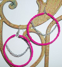 Pink Seed Bead Hoop Earrings - €6,07 EUR