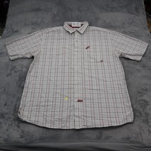 Ecko Unltd Shirt Mens 2XL White Red Plaid Classic Short Sleeve Collared Top - £18.02 GBP