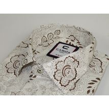 Men's Shirt By CASILA Turkey Cotton Blend Long Sleeves 501700-07 Brown Floral image 5